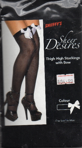 (image for) Sheer Desires Black stockings with White Bows